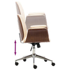 Silla de oficina de madera curvada y cuero sintético crema