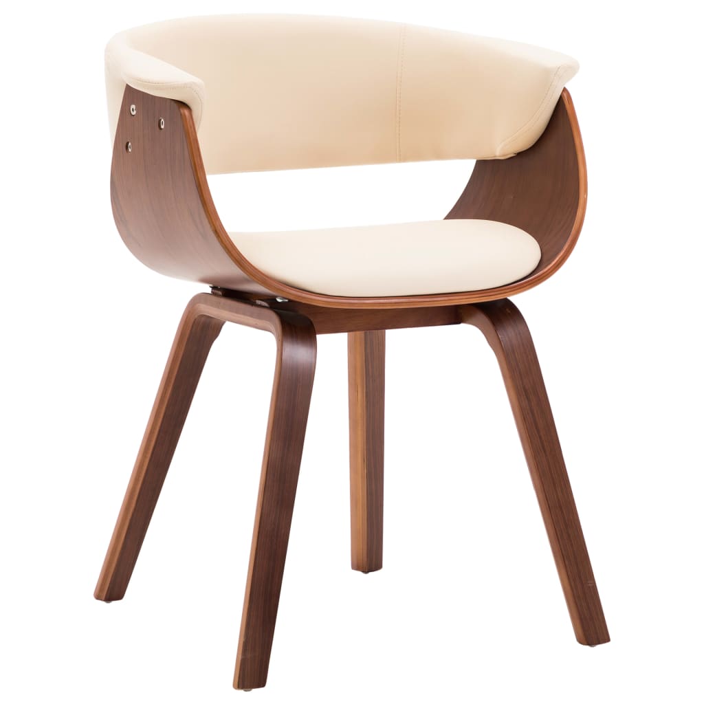 Silla de comedor de madera curvada y cuero sintético negro