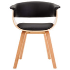 Silla de comedor de madera curvada y cuero sintético negro