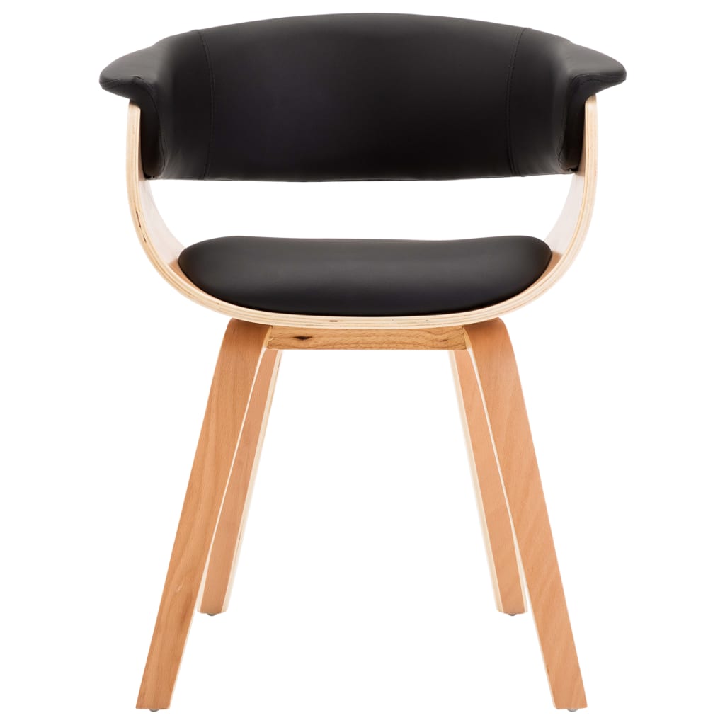 Silla de comedor de madera curvada y cuero sintético negro