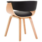 Silla de comedor de madera curvada y cuero sintético negro