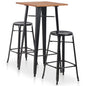 Conjunto de mesa alta com bancos 3 peças aço preto