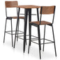 Conjunto de mesa alta com bancos 3 peças aço preto
