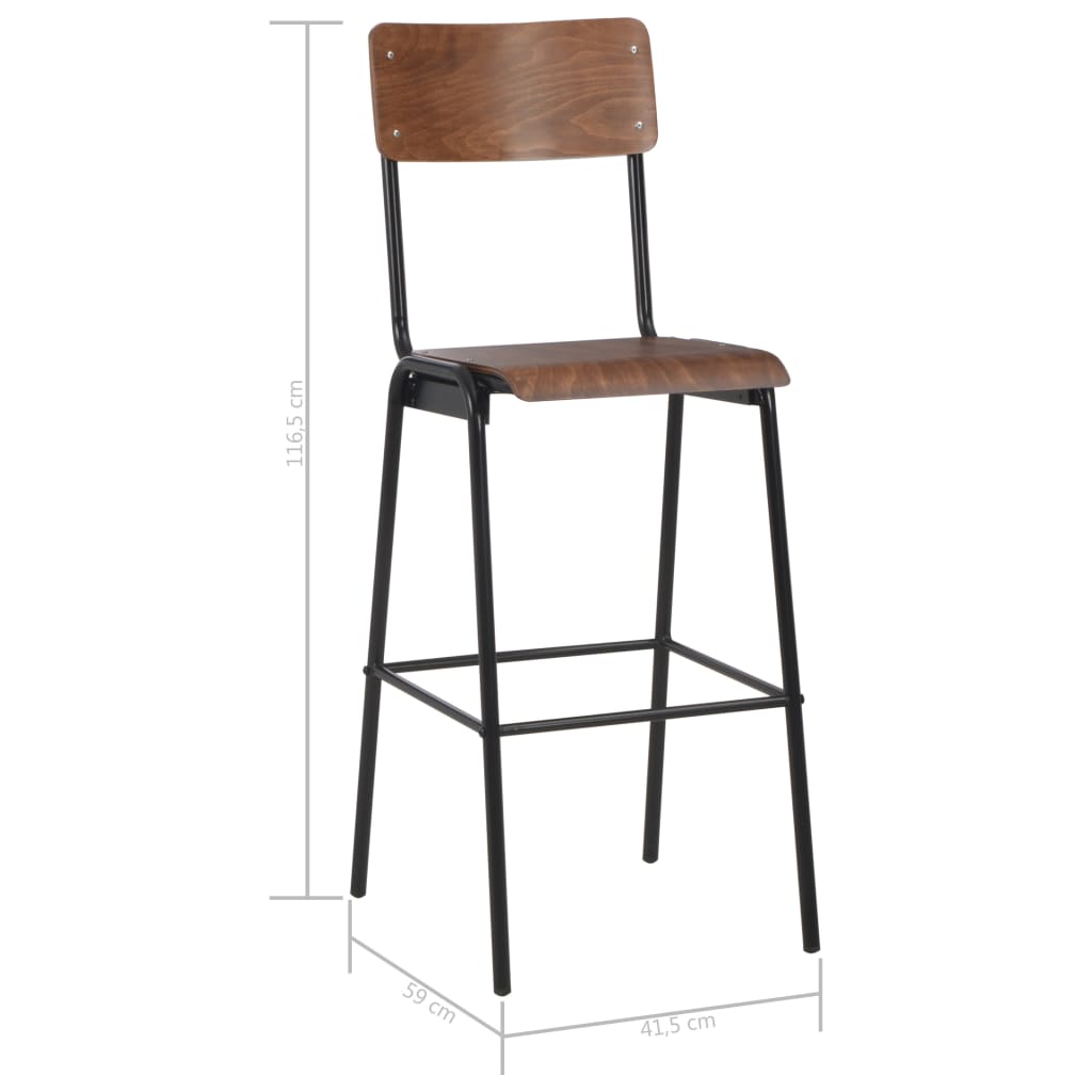 Conjunto de mesa alta con taburetes 3 piezas acero negro