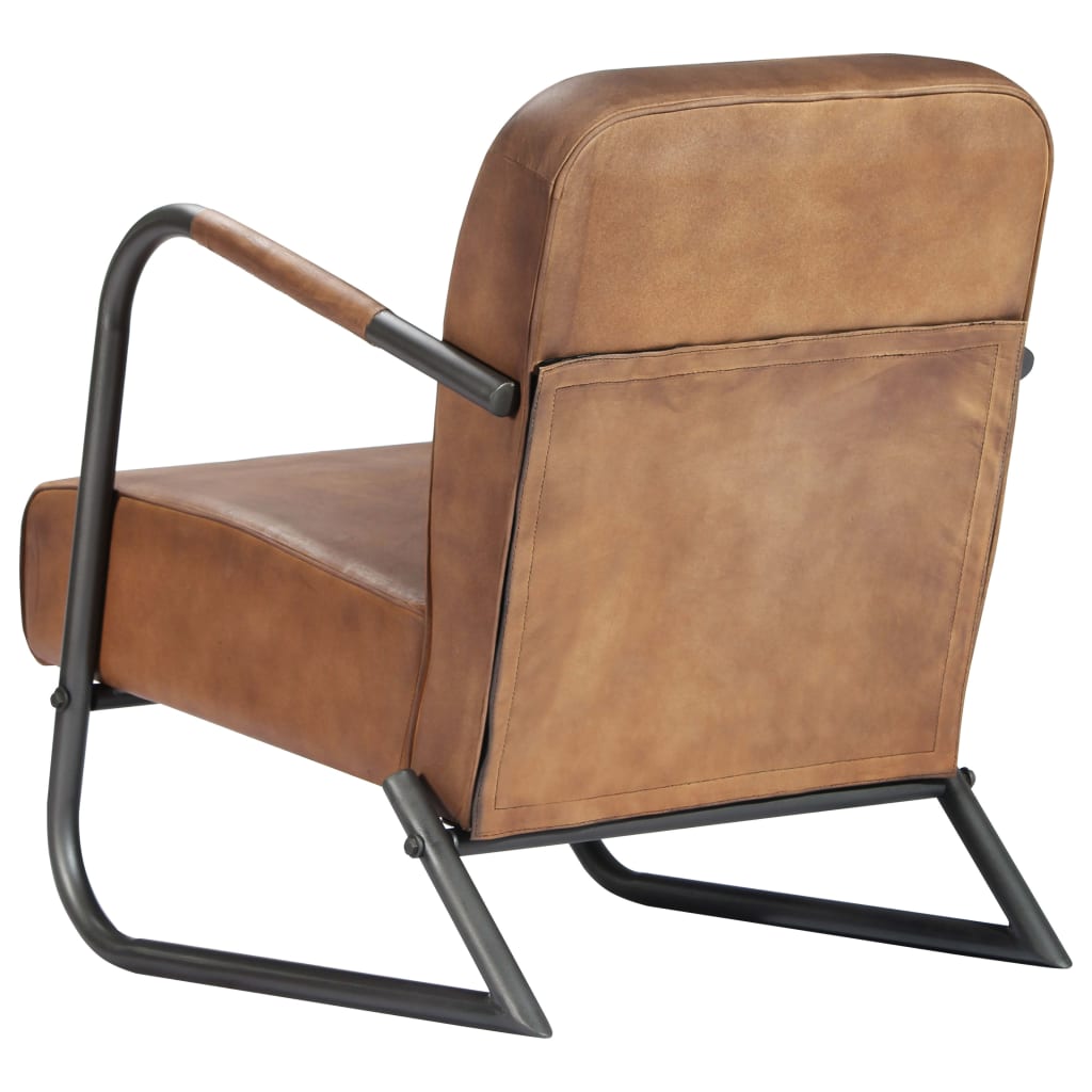 Sillón relax de cuero auténtico marrón claro