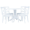 Conjunto de comedor 5 piezas madera maciza de caucho blanco