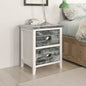 Mesita de noche madera de Paulownia blanco 38x28x45 cm