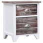 Mesita de noche madera de Paulownia blanco 38x28x45 cm
