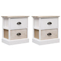 Mesitas noche 2 uds madera Paulownia blanco natural 38x28x45cm