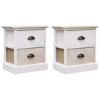 Mesitas noche 2 uds madera Paulownia blanco natural 38x28x45cm