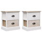 Mesitas noche 2 uds madera Paulownia blanco natural 38x28x45cm