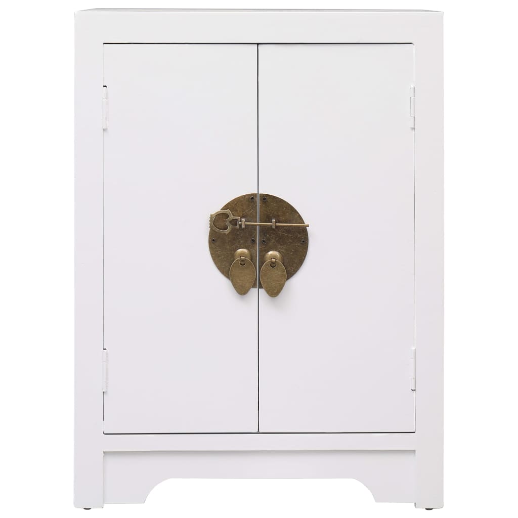 Mesita de noche madera de Paulownia blanco 38x28x52 cm