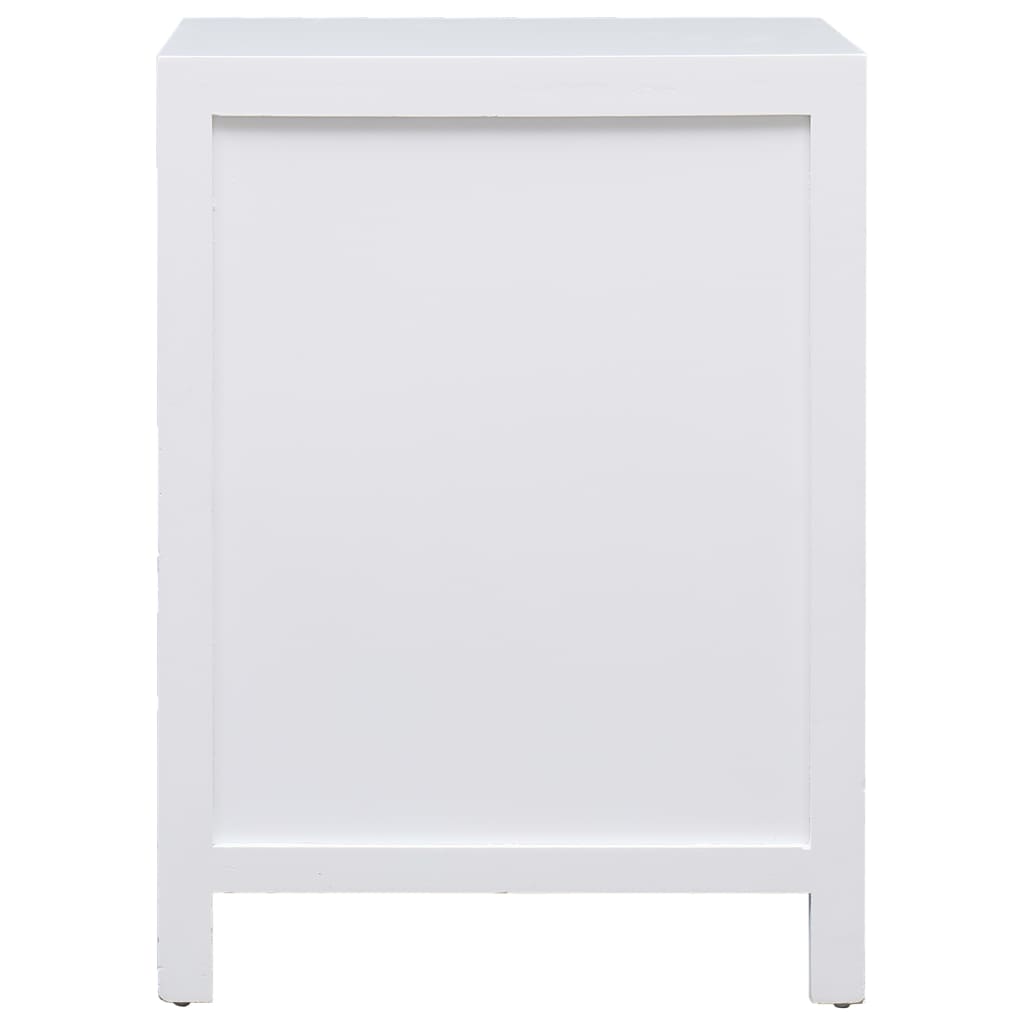 Mesita de noche madera de Paulownia blanco 38x28x52 cm