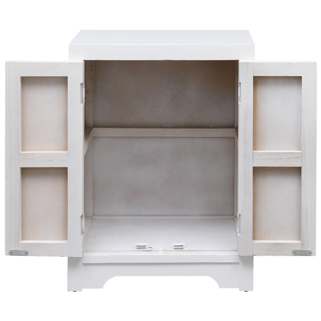 Mesita de noche madera de Paulownia blanco 38x28x52 cm