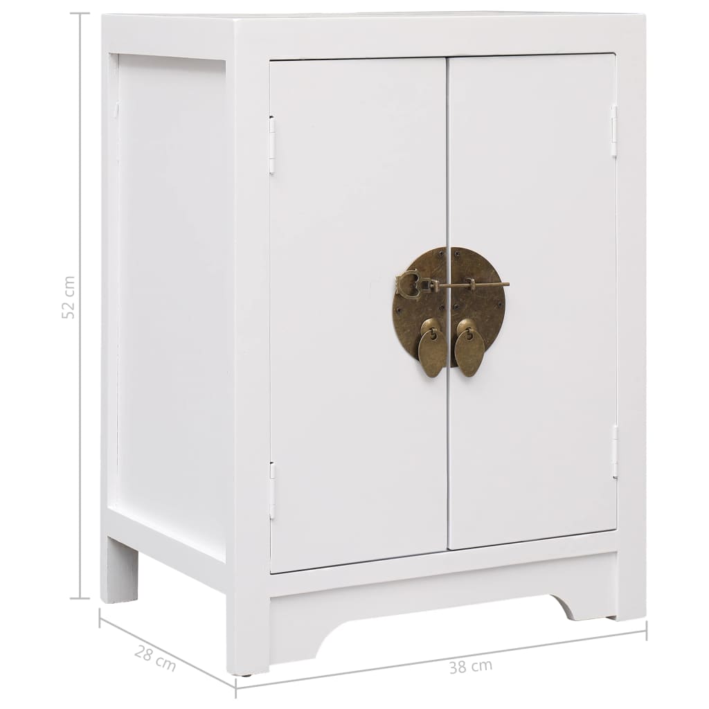 Mesita de noche madera de Paulownia blanco 38x28x52 cm