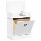Zapatero de madera de Paulownia blanco 50x28x58 cm