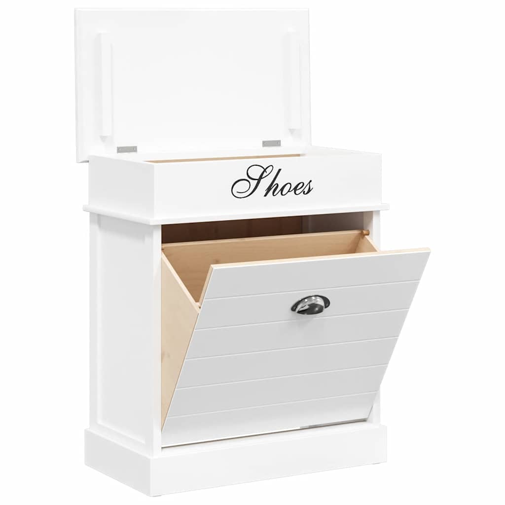 Zapatero de madera de Paulownia blanco 50x28x58 cm