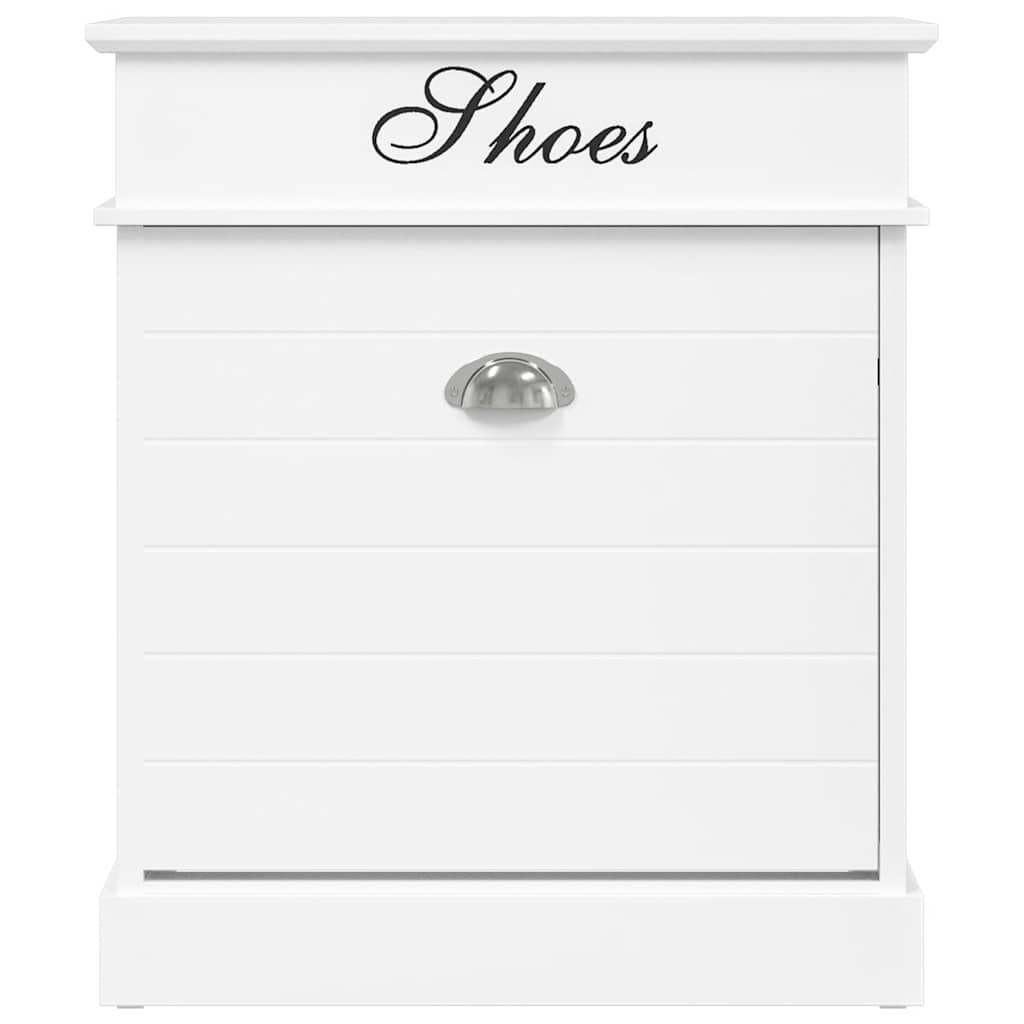Zapatero de madera de Paulownia blanco 50x28x58 cm
