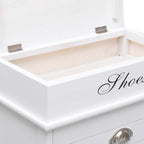 Zapatero de madera de Paulownia blanco 50x28x58 cm