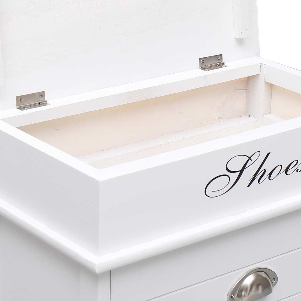 Zapatero de madera de Paulownia blanco 50x28x58 cm