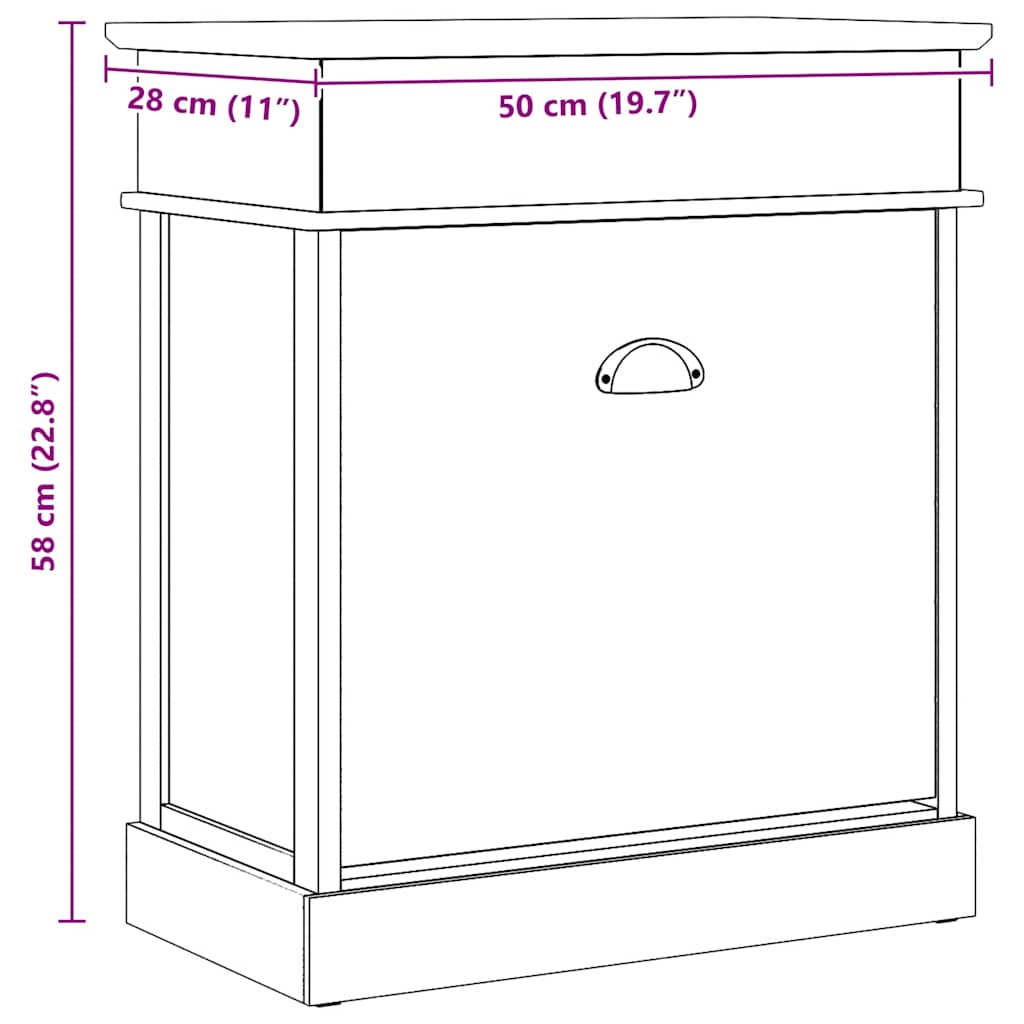 Zapatero de madera de Paulownia blanco 50x28x58 cm
