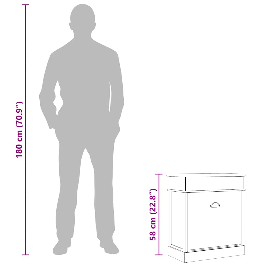 Zapatero de madera de Paulownia blanco 50x28x58 cm