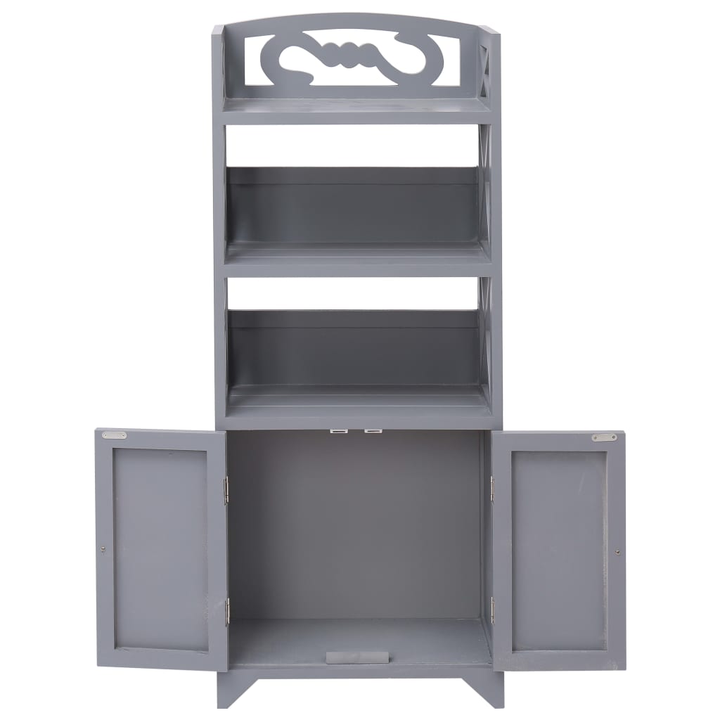 Mueble de baño madera de paulownia gris 46x24x116 cm