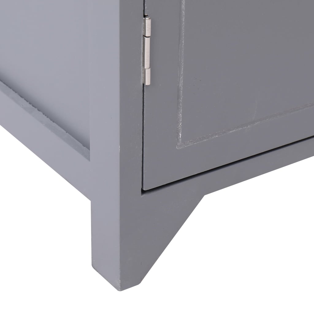 Mueble de baño madera de paulownia gris 46x24x116 cm