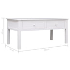 Mesa de centro de madera blanca 100x50x45 cm