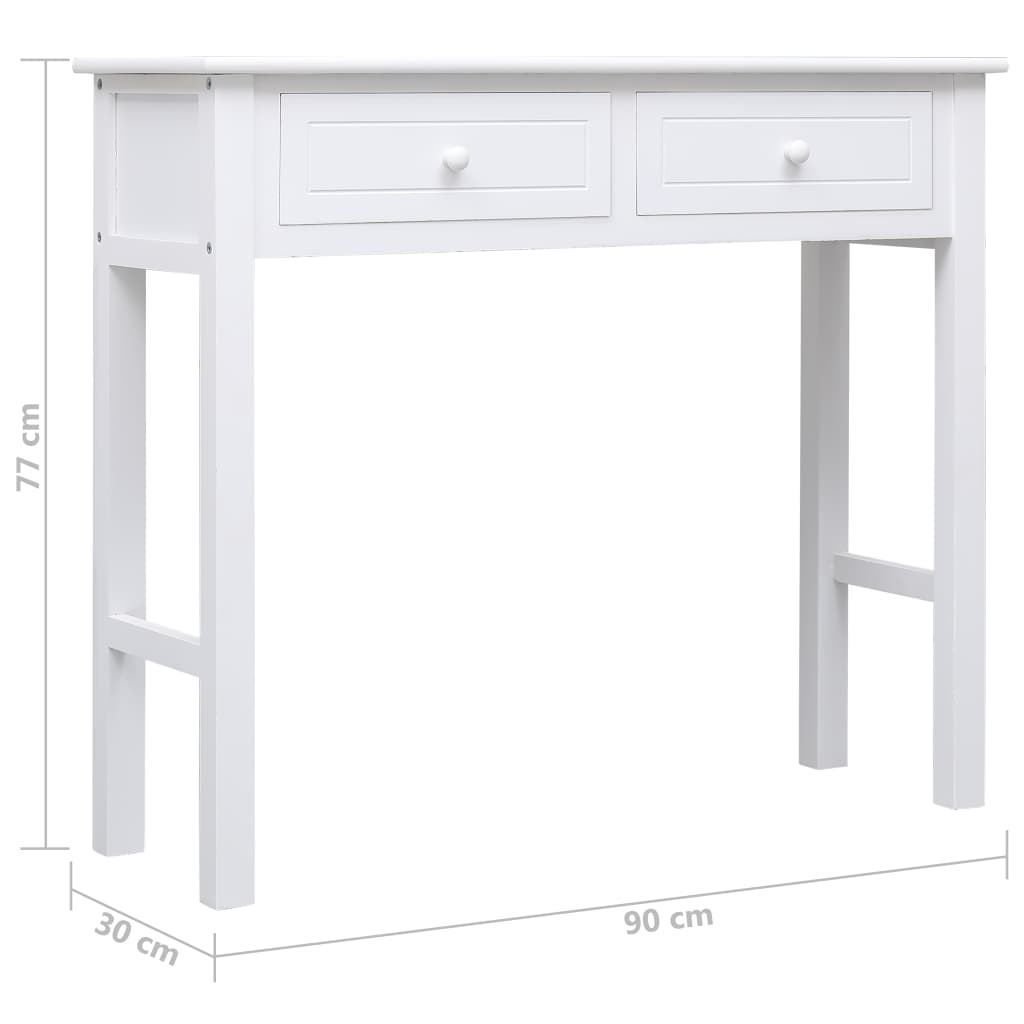 Mesa consola de madera blanco 90x30x77 cm