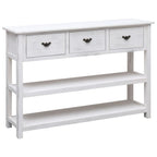 Aparador de madera blanco envejecido 115x30x76 cm