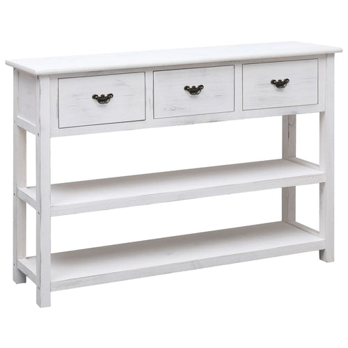 Aparador de madeira branco envelhecido 115x30x76 cm
