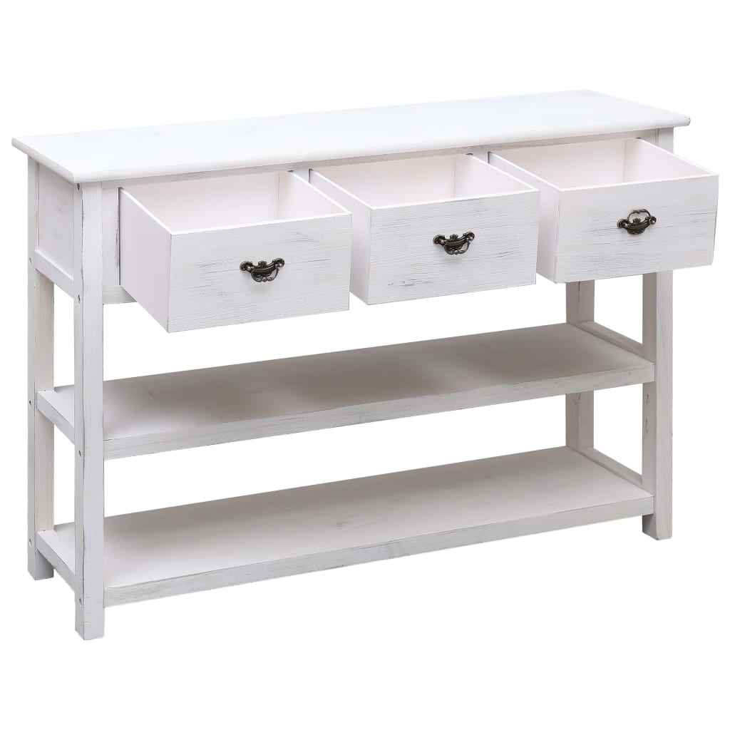 Aparador de madera blanco envejecido 115x30x76 cm