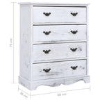 Cajonera de madera blanca 60x30x75 cm