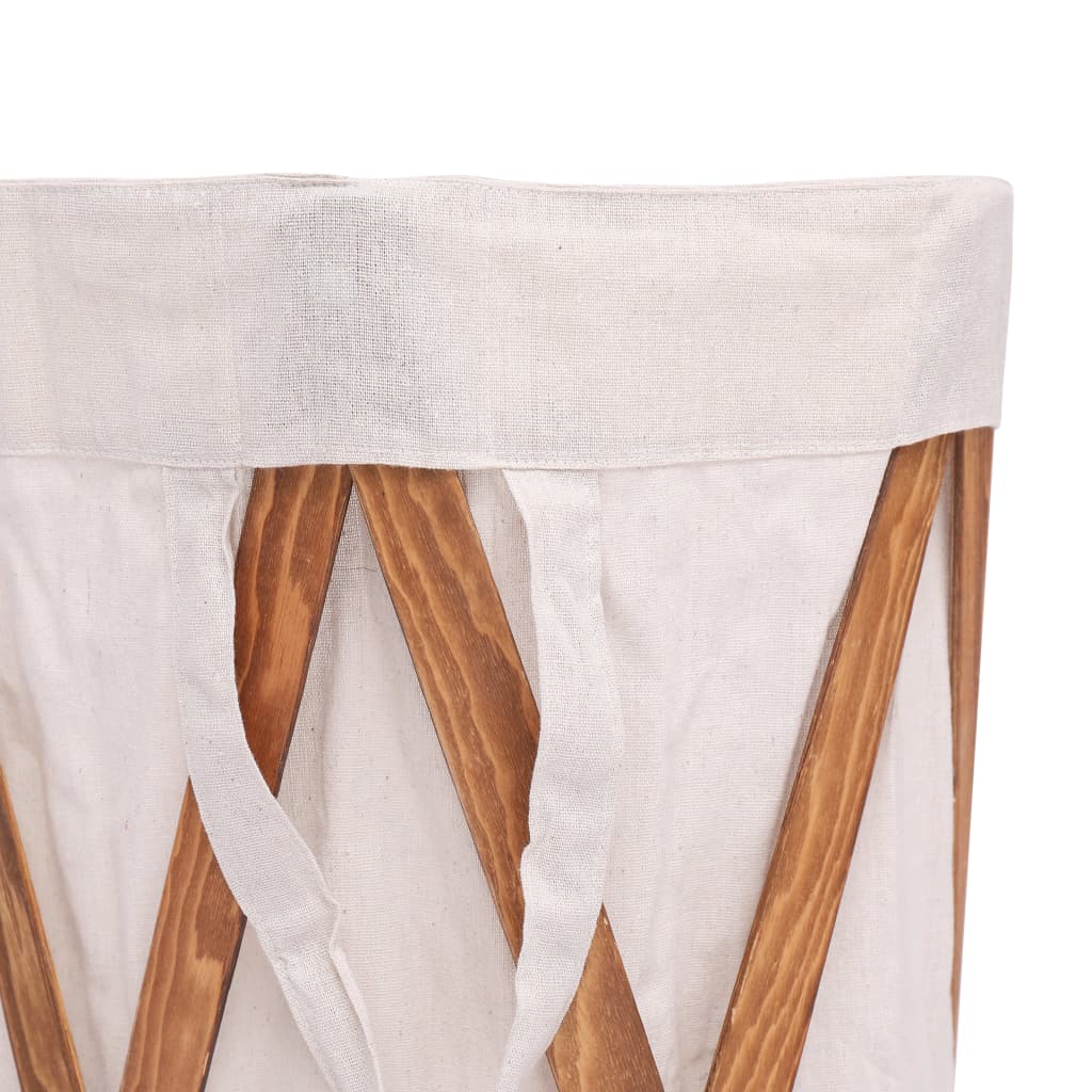Cesto para colada plegable madera y tela color crema