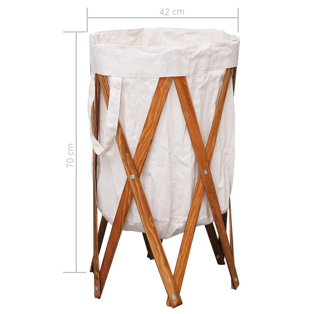 Cesto para colada plegable madera y tela color crema