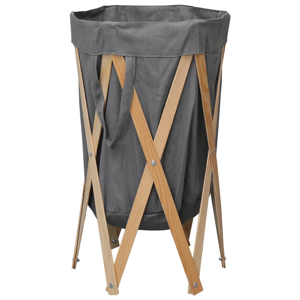 Cesto para colada plegable madera y tela color crema