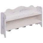 Perchero de pared de madera blanco 50x10x30 cm