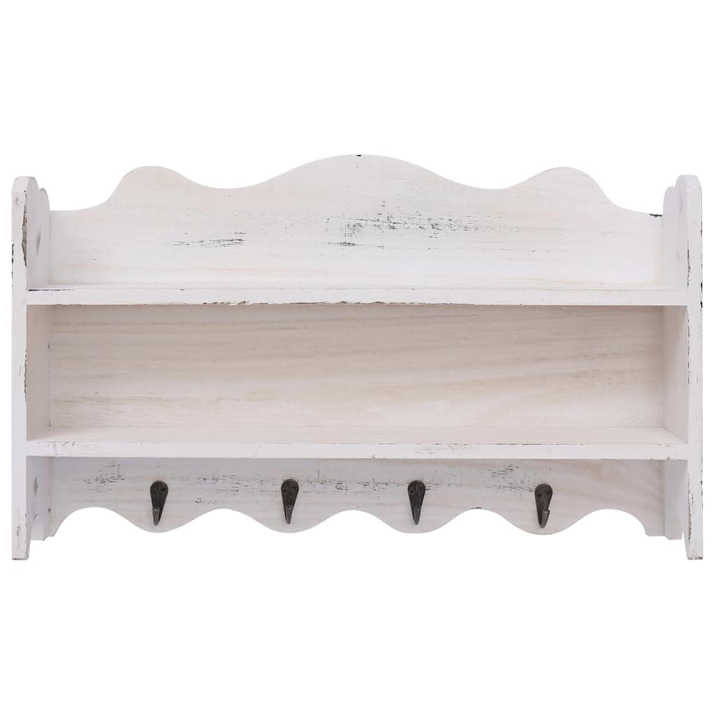 Perchero de pared de madera blanco 50x10x30 cm