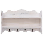Perchero de pared de madera blanco 50x10x30 cm