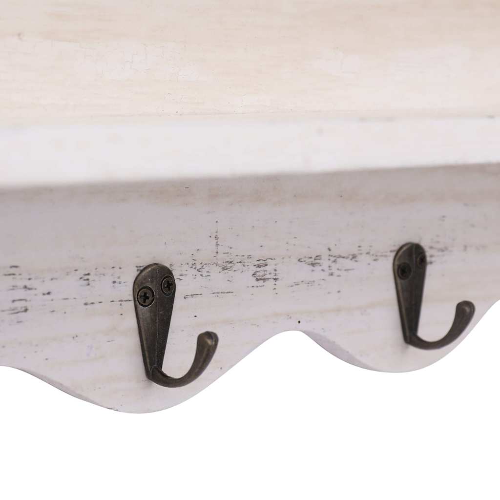 Perchero de pared de madera blanco 50x10x30 cm