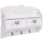 Perchero de pared de madera blanco 50x10x30 cm