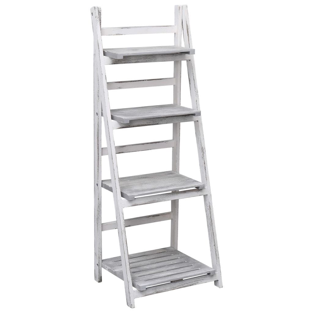 Soporte para plantas de 4 niveles madera gris 43x33x113 cm