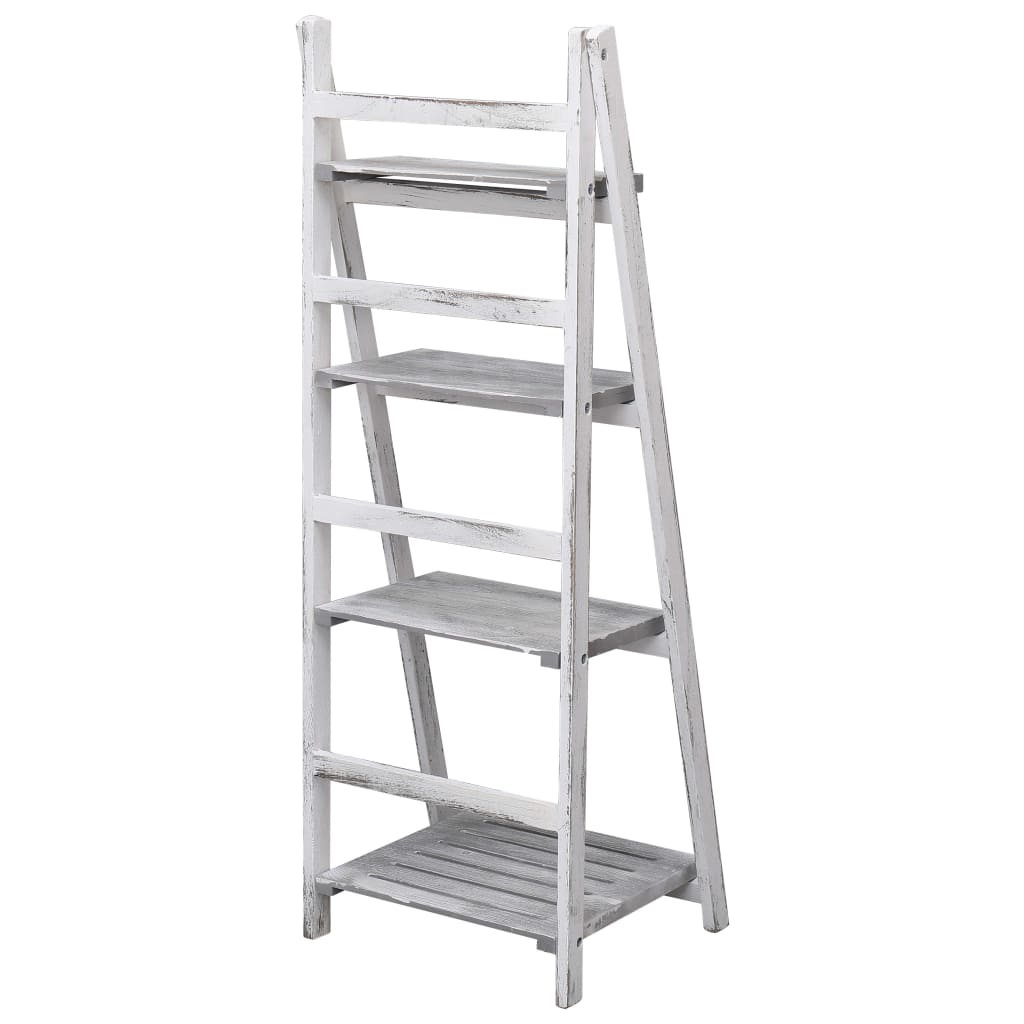 Soporte para plantas de 4 niveles madera gris 43x33x113 cm