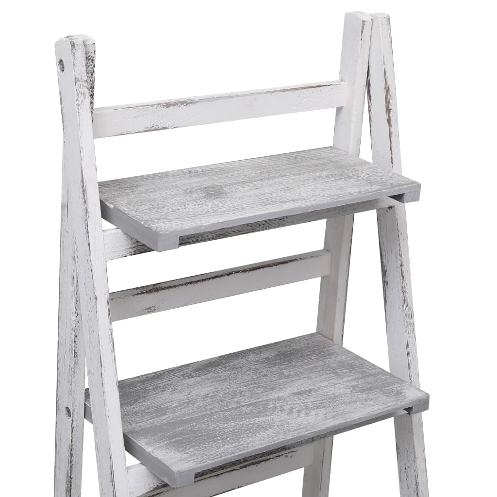 Soporte para plantas de 4 niveles madera gris 43x33x113 cm