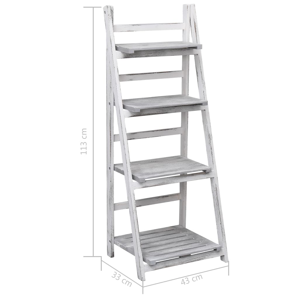 Soporte para plantas de 4 niveles madera gris 43x33x113 cm