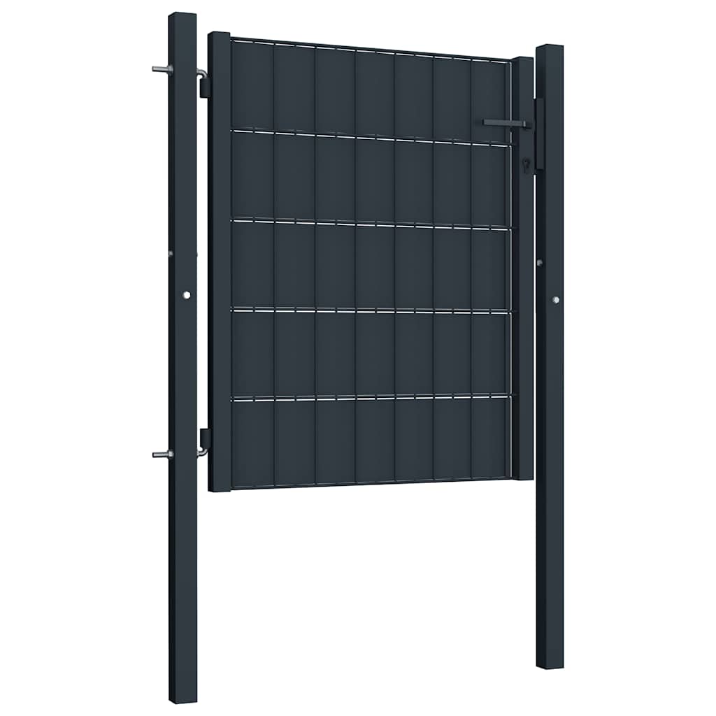 Puerta de valla de PVC y acero 100 x 100 cm antracita