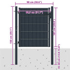 Puerta de valla de PVC y acero 100 x 100 cm antracita