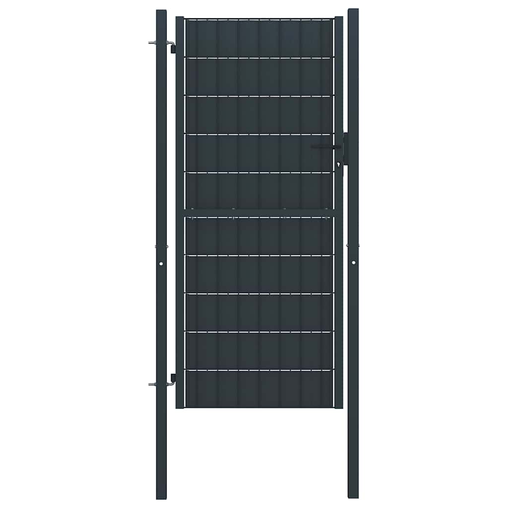 Puerta de valla de PVC y acero 100 x 100 cm antracita
