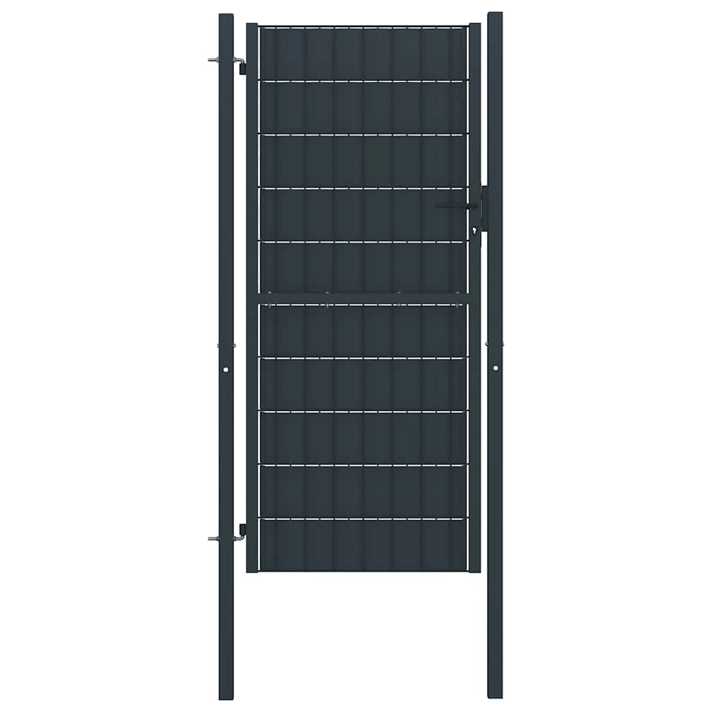 Puerta de valla de PVC y acero 100 x 100 cm antracita